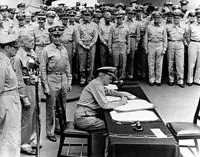 戦艦ミズーリ号での降伏文書調印式
